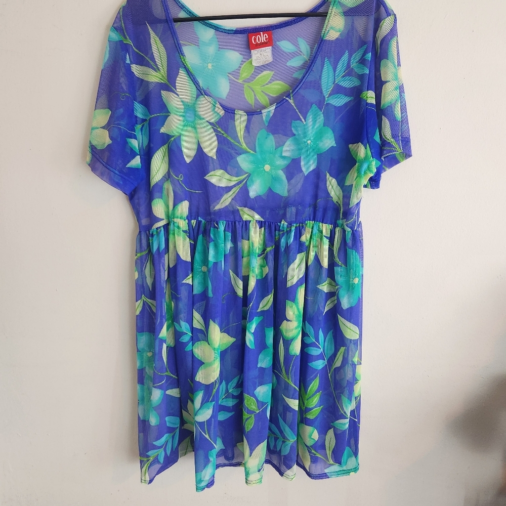 Cole of California Bright Floral Mesh Swim Coverup Size M L